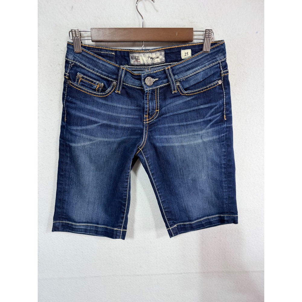 BKE Shorts Payton Denim Bermuda Rhinestone Pocket Women's 25 Blue Buckle